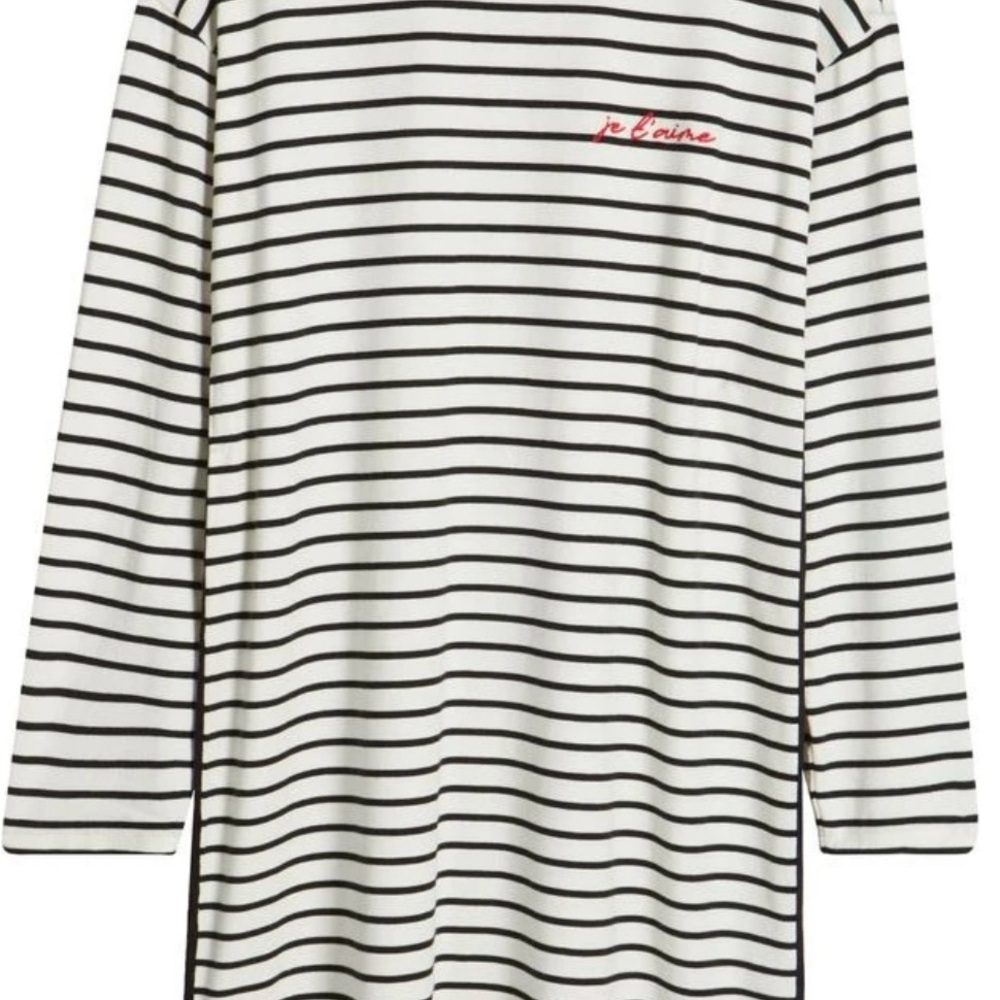 Caslon Black and White Striped Long Sleeve Tee Dress Je T’Aime